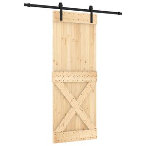 vidaXL Skjutd&ouml;rr Naturlig och svart 80 x 210 cm Massiv furutr&auml;d&ouml;rr