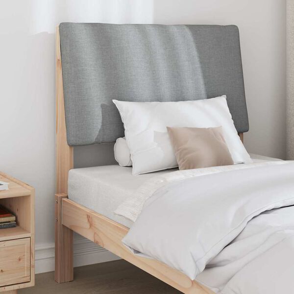 vidaXL Klädd sänggavel Ljusgrå 75 cm Massiv furu
