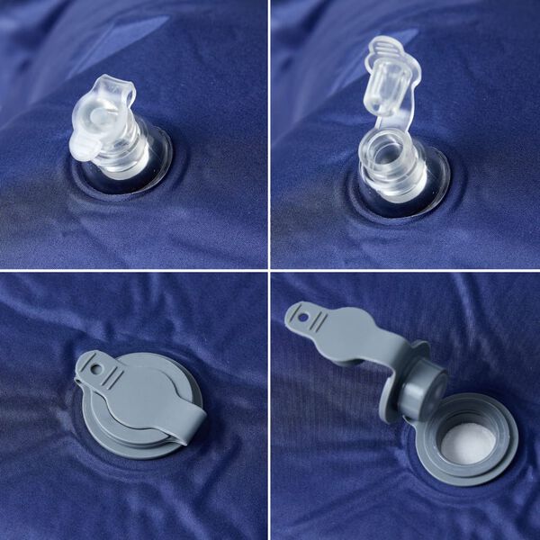 vidaXL Sj&auml;lvuppbl&aring;sande campingmadrass med kudde 1 person marinbl&aring;