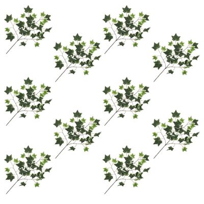vidaXL Konstgjorda blad murgröna 10 st grön och vit 70 cm