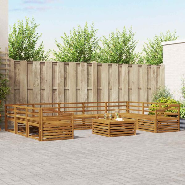 vidaXL Soffgrupper 10 pcs Naturf&auml;rg Massivt Akaciatr&auml;