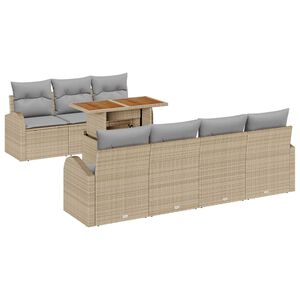 vidaXL Tr&auml;dg&aring;rdsoffset med lagring 8 pcs Beige Poly rattan