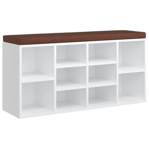 vidaXL Skob&auml;nk vit h&ouml;gglans 103x30x48 cm konstruerat tr&auml;