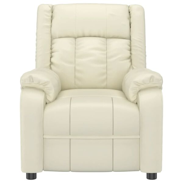 vidaXL Massagefåtölj med uppresningshjälp gräddvit konstläder
