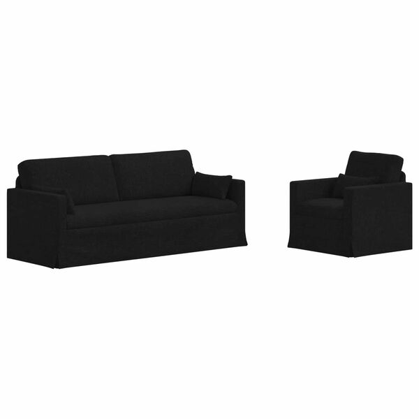 vidaXL Soffa 180cm 2 pcs Svart Metall