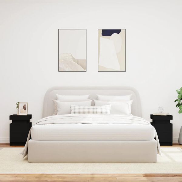 vidaXL Sängbord med LED-lampor 2 st svart 35x39x55 cm
