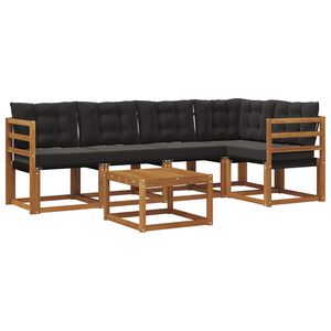 vidaXL Utomhussoffset med kudde 6 pcs Naturlig och svart