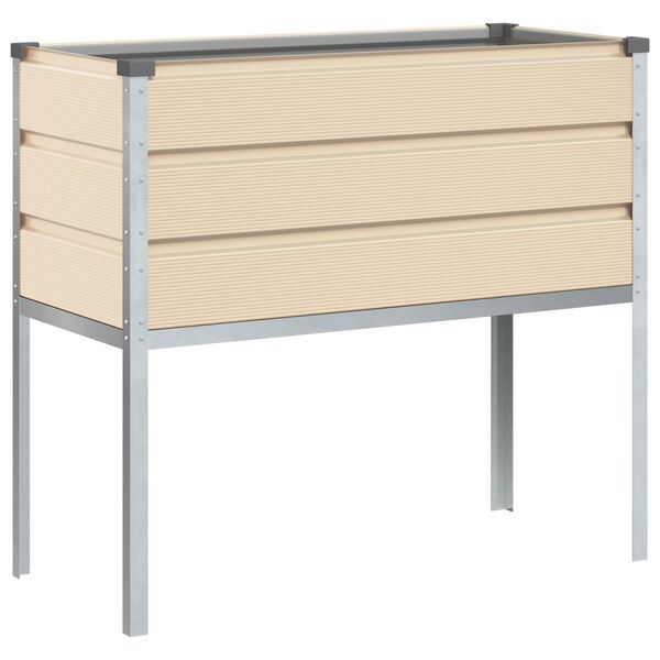 vidaXL Planteringsk&auml;rl Elfenben 100 x 45 x 90 cm Galvaniserat St&aring;l