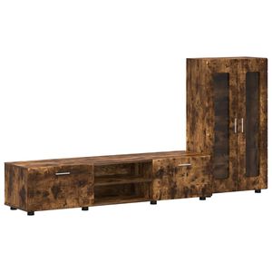 vidaXL TV-b&auml;nkset med l&aring;da med hylla FLORIN R&ouml;kt ek Konstruerat tr&auml;