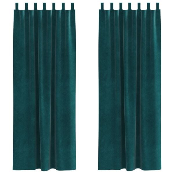 vidaXL Mörkläggningsgardiner 2 pcs Mörkgrön 140 x 260 cm Sammet
