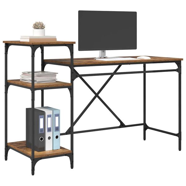 vidaXL Skrivbord Gammalt tr&auml; 135 x 50 x 90 cm Konstruerat tr&auml;