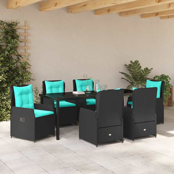 vidaXL Tr&auml;dg&aring;rdsm&ouml;belset 7 pcs Svart Poly rattan