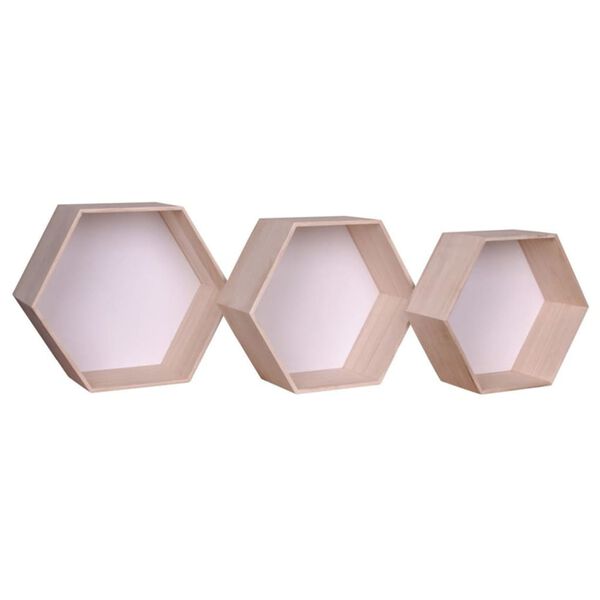 House Nordic Hyllor 3 st Eva vit och naturf&auml;rgad