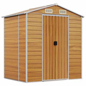 vidaXL Tr&auml;dg&aring;rdsskjul ljusbrun 191x130x198 cm galvaniserat st&aring;l