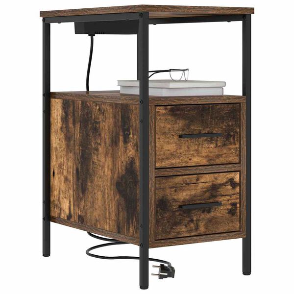 vidaXL Nattduksbord med l&aring;da R&ouml;kt ek 30 x 48 x 61 cm Konstruerat tr&auml;