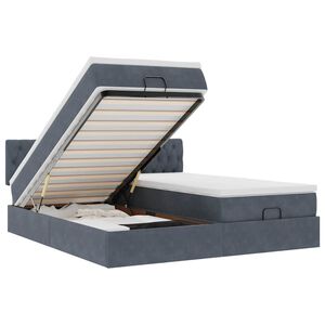 vidaXL Ottoman s&auml;ngram med madrasser m&ouml;rkgr&aring; 160x200 cm sammet