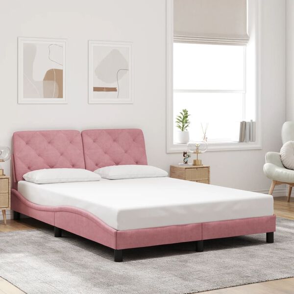vidaXL Bed Frame without Mattress Pink 140x200 cm Velvet