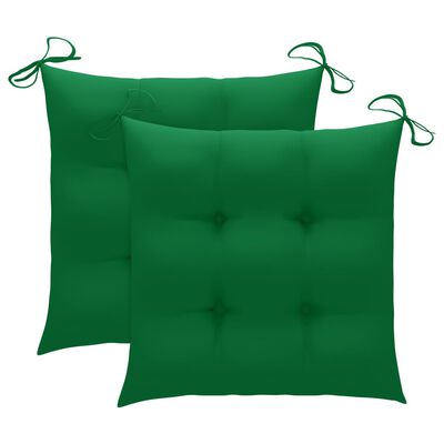 vidaXL Caféset 3 delar med gröna dynor massiv teak
