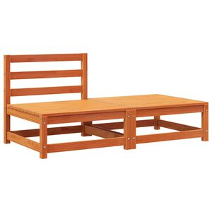 vidaXL Trädgårdssoffa utan armstöd med fotpall vaxbrun massiv furu