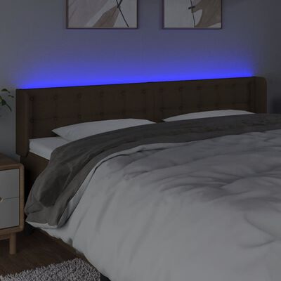 vidaXL Sänggavel LED mörkbrun 183x16x78/88 cm tyg