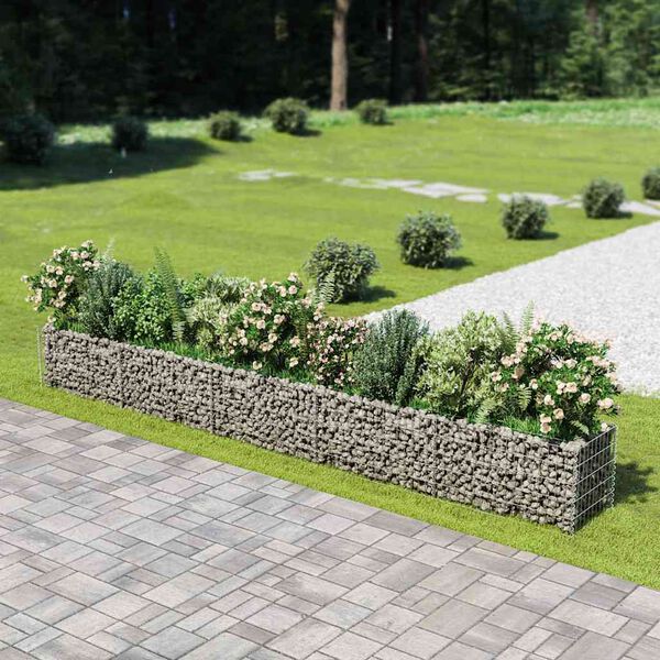 vidaXL Planteringsgabion upph&ouml;jd galvaniserat st&aring;l 450x50x50 cm