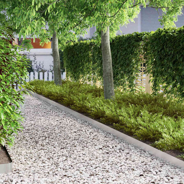 vidaXL Kant f&ouml;r gr&auml;smatta 4 pcs Silver 450 x 0.05 x 15 cm