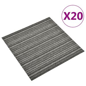 vidaXL Textilplattor 20 st 5 m² 50x50 cm antracit ränder