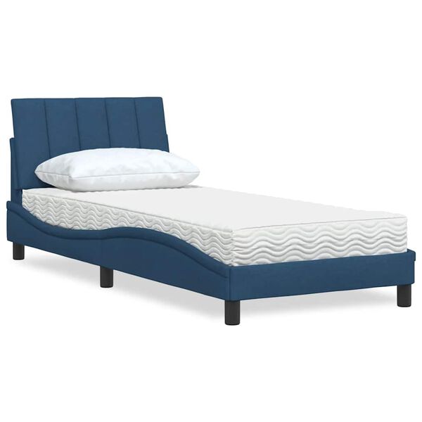 vidaXL Bed with Mattress "Hanko" Blue 90x190 cm Fabric