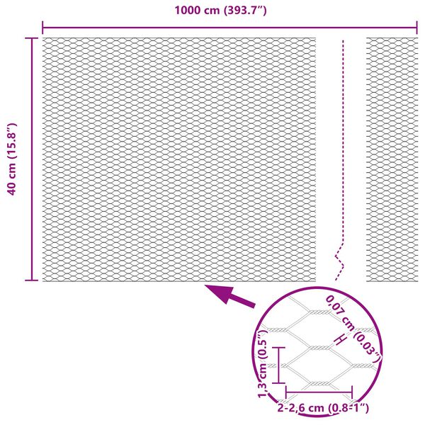 vidaXL Hexagonst&auml;ngsel Gr&ouml;n 0,4 x 10 m PVC
