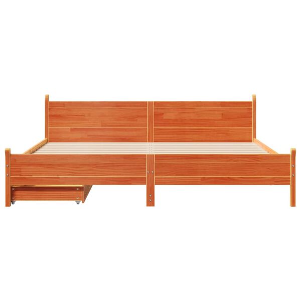 vidaXL S&auml;ngram utan madrass vaxbrun 200x200 cm massiv furu