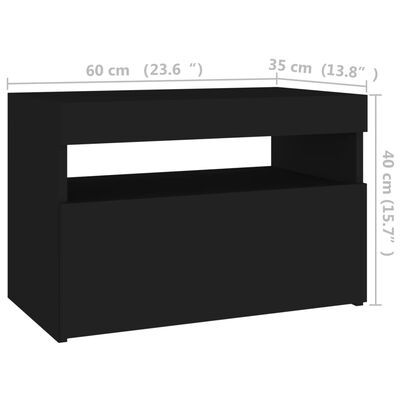 vidaXL TV-bänk med LED-belysning svart 60x35x40 cm