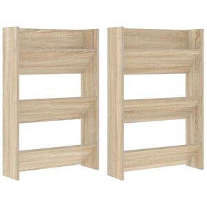 vidaXL V&auml;ggmonterat skost&auml;ll 2 st sonoma-ek 60x18x90cm konstruerat tr&auml;