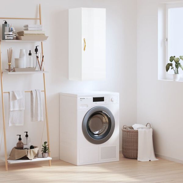 vidaXL V&auml;ggsk&aring;p vit h&ouml;gglans 34,5x34x90 cm