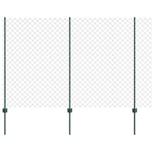 vidaXL Kedjegaller med stolpe 25 x 1,6 m PVC-belagda st&aring;l Gr&ouml;n Mesh