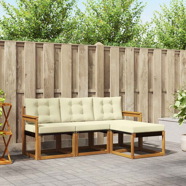 vidaXL Utomhussoffset med kudde 4 pcs Naturlig och Gr&auml;dde