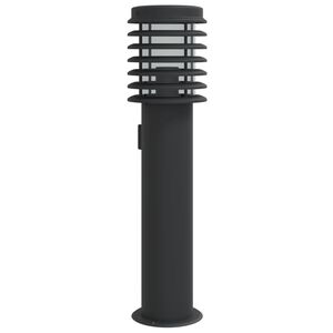 vidaXL Utomhusgolvlampa med eluttag svart 60 cm rostfritt st&aring;l