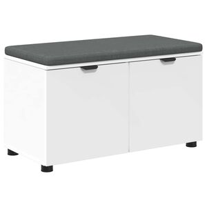 vidaXL Hallb&auml;nk med kudde Vit 80 x 38 x 46 cm Konstruerat Tr&auml; och Tyg