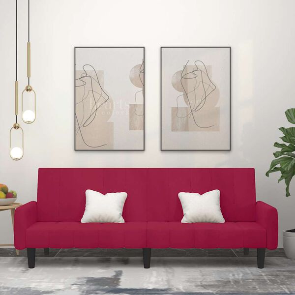 vidaXL B&auml;ddsoffa 2-sits vinr&ouml;d sammet