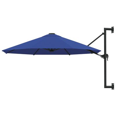 vidaXL Väggmonterat parasoll med metallstång 300 cm blue