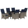 vidaXL Bord- och stolset med kudde 7 pcs Gr&aring; PE Rattan