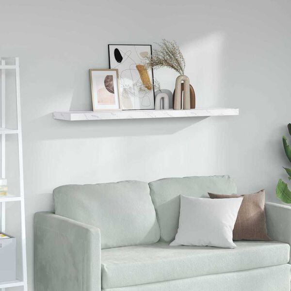 vidaXL V&auml;gg hylla Vit marmor 120 x 23,5 x 4 cm Konstruerat tr&auml;