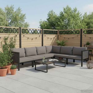 vidaXL Loungegrupp 7 delar med dynor konstrotting antracit