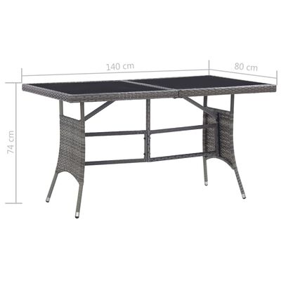 vidaXL Trädgårdsbord grå 140x80x74 cm konstrotting