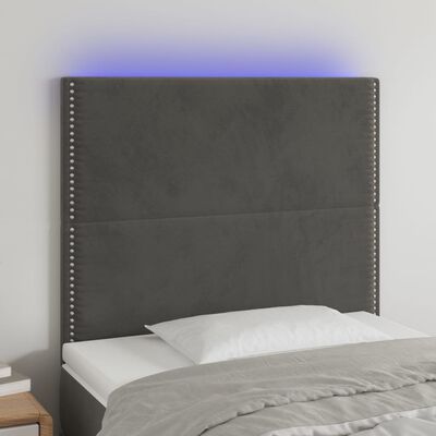 vidaXL Sänggavel LED mörkgrå 90x5x118/128 cm sammet