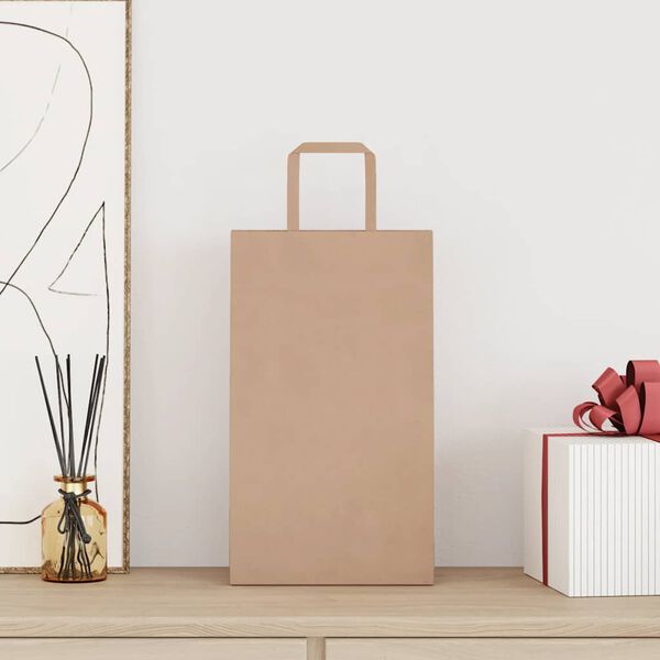 vidaXL Pappersp&aring;sar 50 st med handtag brun 21x11x36 cm