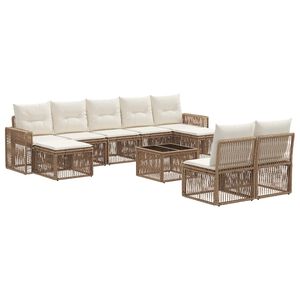 vidaXL Tr&auml;dg&aring;rdsoffset 10 pcs Beige och kr&auml;mvit konstrotting