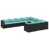 vidaXL Loungegrupp 10 delar med svarta dynor konstrotting
