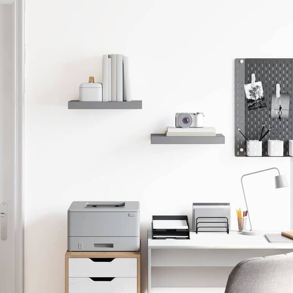 vidaXL Sv&auml;vande v&auml;gghyllor 2 st gr&aring; 40x23x3,8 cm MDF