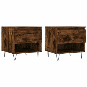 vidaXL Soffbord 2 st r&ouml;kf&auml;rgad ek 50x46x50 cm konstruerat tr&auml;