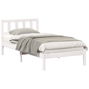 vidaXL S&auml;ngram med huvudgavel Vit 90 x 190 cm Massiv furu